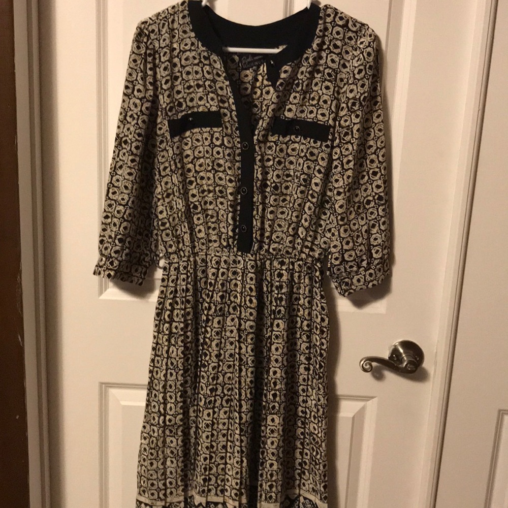 Button front, print dress